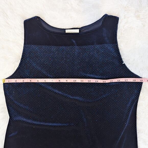 Y2K Vintage Velvet Sleeveless Sparkle Dress Blue Size Large - Picture 8 of 16